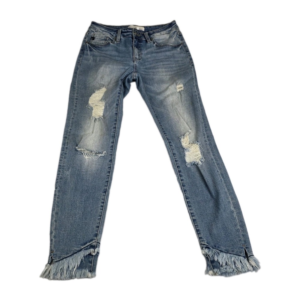 KanCan Jeans Womens Size 7/27 Nala Mid Rise Ankle Skinny Distressed Blue Denim
